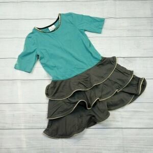 6 Hanna Andersson Metallic Trim Ruffled Dress